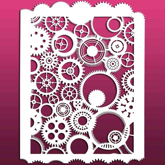 Pinterest Zombie Pin Gears Stencil on pink background